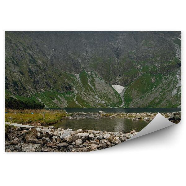 Fototapet Vedere La Munți, Zăpadă, Lac, Pietre, Ceață, Munții Tatra