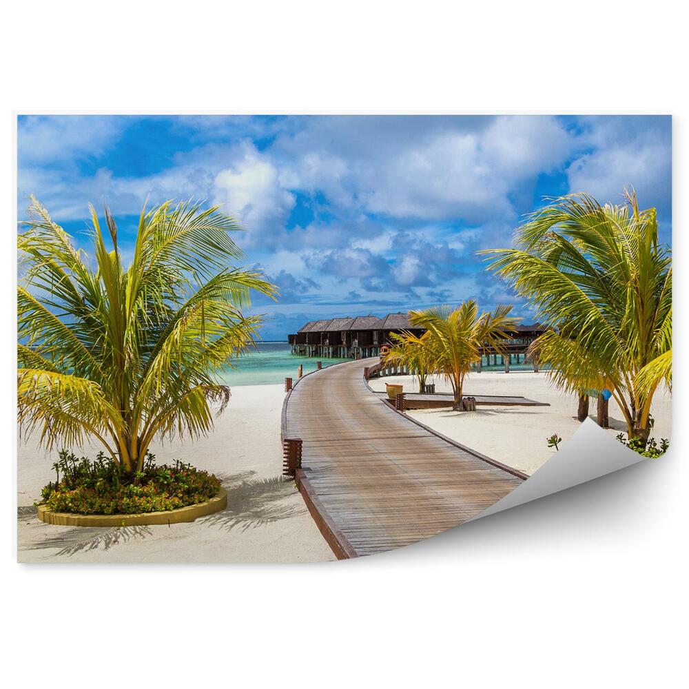 Fototapet vintage Maldive plajă cu apă albastră