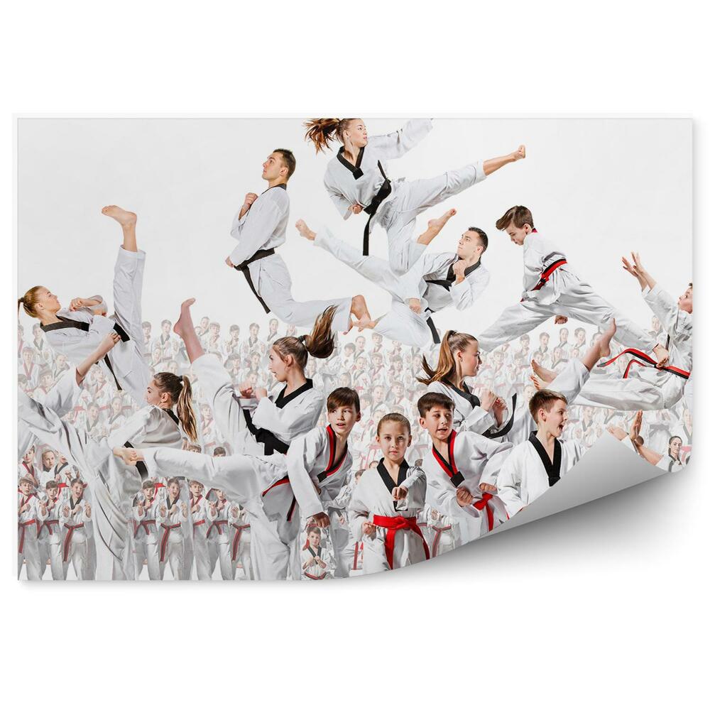 Fototapet vintage Copii Karate formare colaj