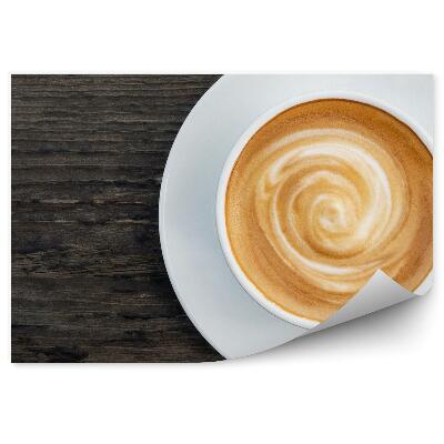 Fototapet pentru perete Masa de lemn cappuccino crema de cafea calda