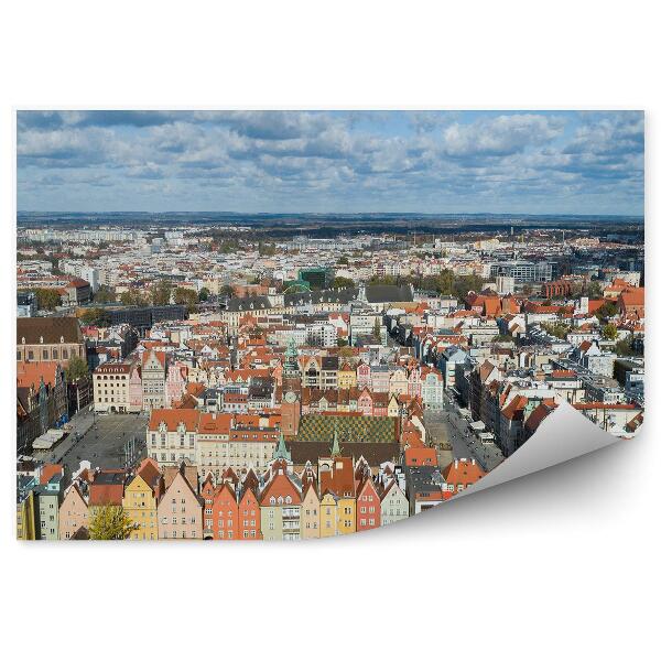 Fototapet Piața Wroclaw Clădiri Drum Cer Nori
