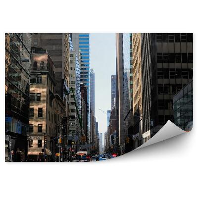 Fototapet vintage Zgârie-Nori Strada Semne De Transport Fum De Cer New York