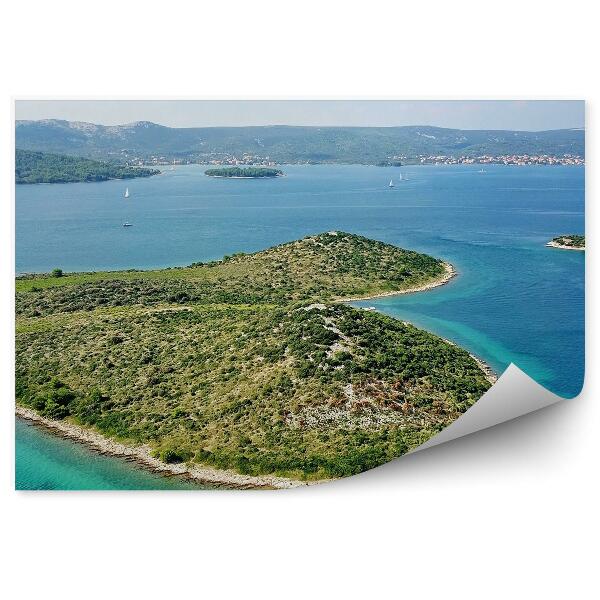 Fototapet perete Insulele Adăpostesc Copaci Iahturi Litoralul Mării Mediterane