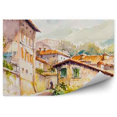 Fototapet Cladiri Munti Plante Imagine