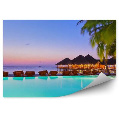 Fototapet Piscina cafenea insulă tropicală maldive