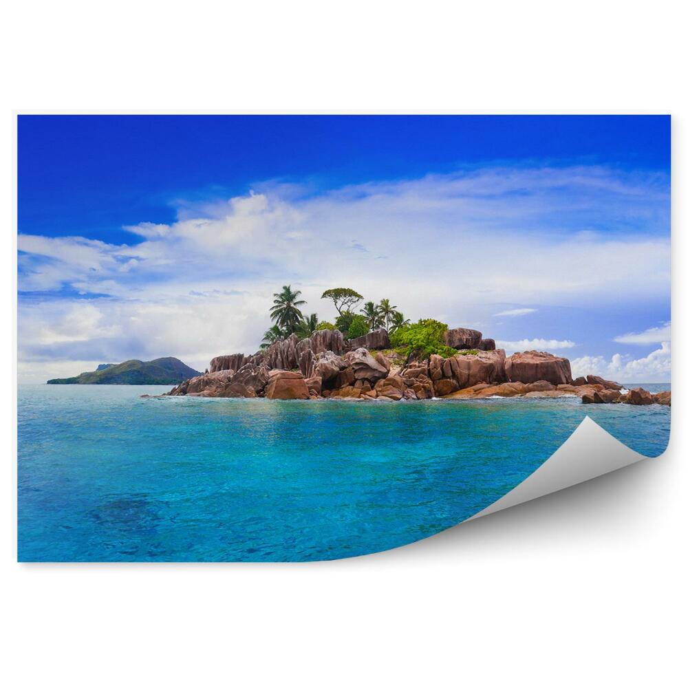 Fototapet vintage Insulă Tropicală Seychelles Cer Nori