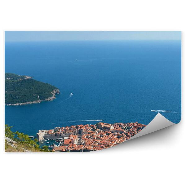 Decor fototapet Fort Saint John Dubrovnik Iarba Stânci Mare Cer Nori