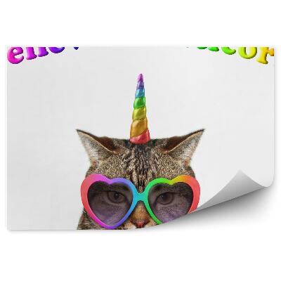 Fototapet perete Ochelari Colorați Cu Unicorn Pisică Curcubeu