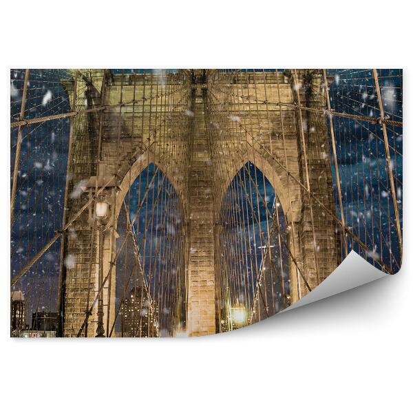 Decor fototapet Peisaj de iarnă podul Brooklyn Bridge cădere de zăpadă