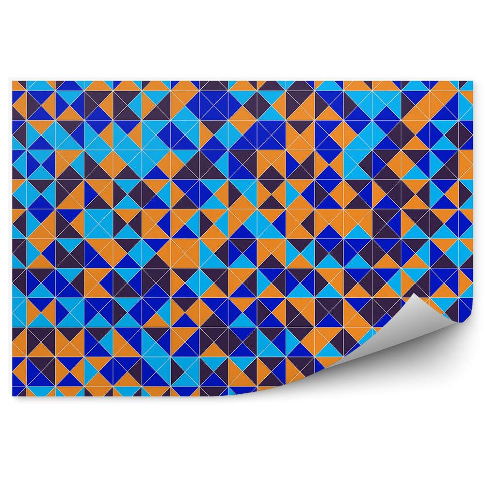 Fototapet Model De Forme Geometrice Mozaic Albastru Portocaliu