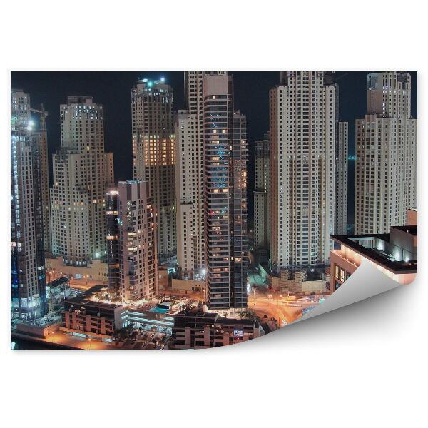 Decor fototapet Clădirile orașului din golful de noapte din Dubai