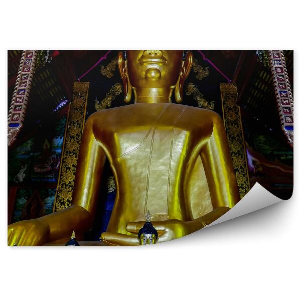 Fototapet perete Statuia lui Buddha din Thailanda cu decorațiuni aurii