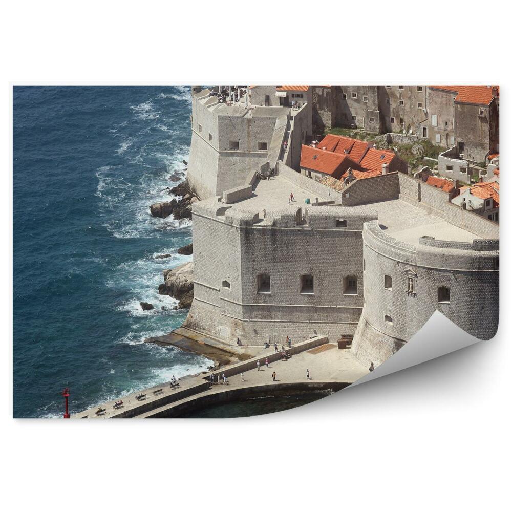 Fototapet pentru perete Orașul Vechi Dubrovnik Mare Croația Bărci Stânci Fort Saint John