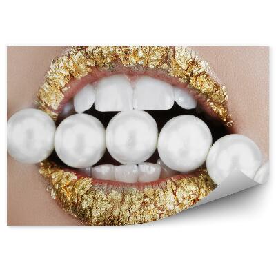 Fototapet pentru perete Buze aurii și perle