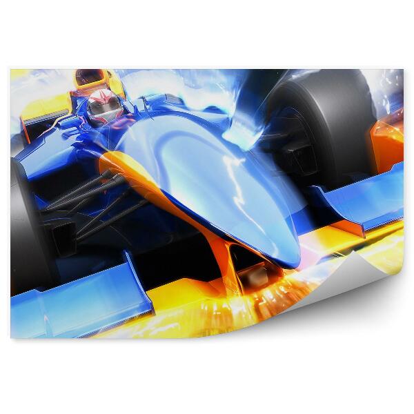 Fototapet albastru și galben formula 1 auto