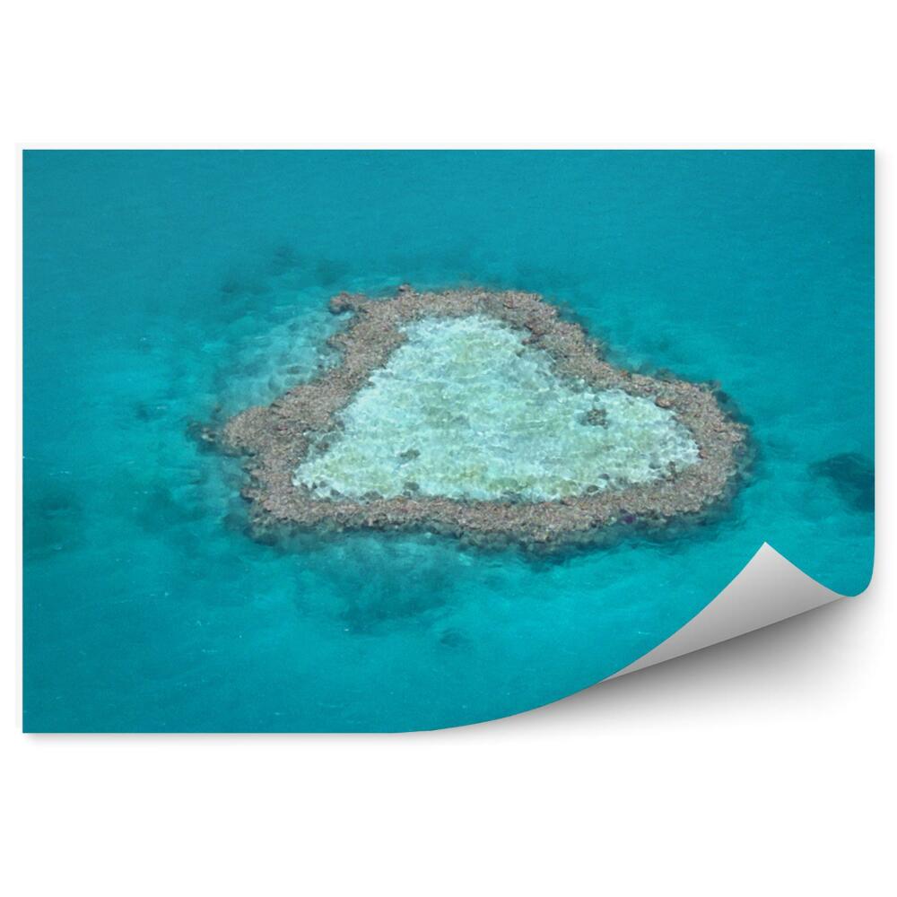 Fototapet vintage Apă albastră în formă de inimă de recif de corali