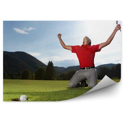 Fototapet vintage Golf teren de golf minge gaură gaură munte jucător cer nori