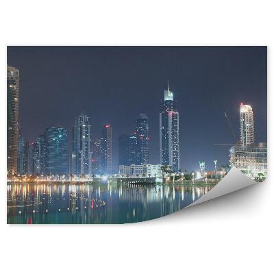 Fototapet pentru perete Clădirile de apă luminează golful de noapte