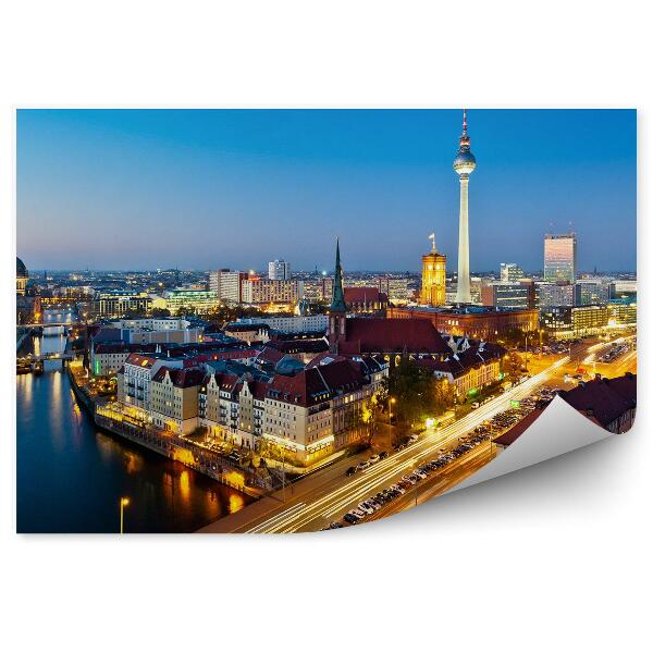 Fototapet pentru perete Vedere La Berlin Alexanderplatz Luminează Cerul