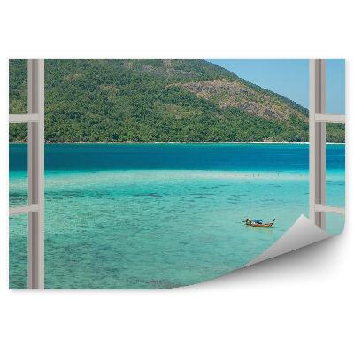 Decor fototapet Barcă Cu Apă Albastră Insulă Verde