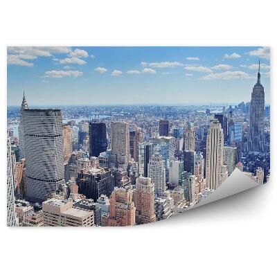 Fototapet vintage New York Zgârie-Nori Clădiri Râu Cer Nori Manhattan