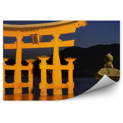 Fototapet vintage Impresionanta Poarta Torii A Altarului Itsukushima Hiroshima