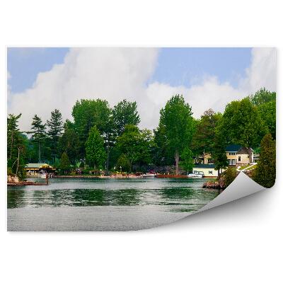 Fototapet vintage Case Nave Copaci Râu Cer Nori St Lawrence Insulele