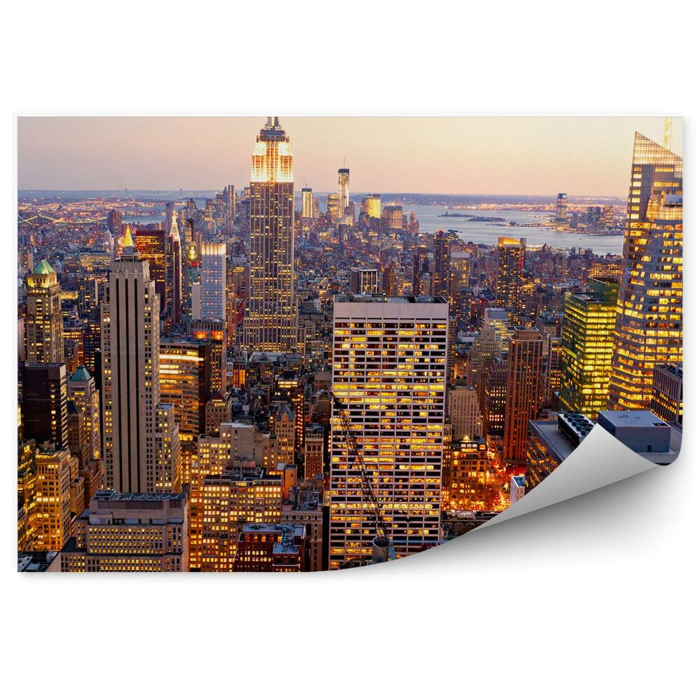 Fototapet perete Zgârie-Nori Din Manhattan Luminează New York-Ul
