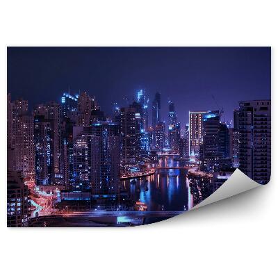 Fototapet perete Zgârie-nori din Dubai luminează peisajul orașului