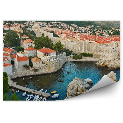 Decor fototapet Bay port bărci stânci oraș