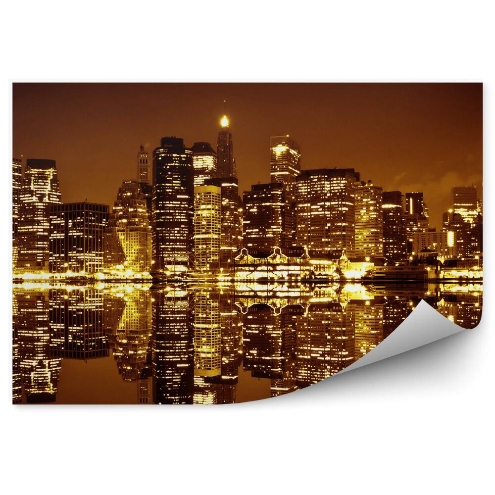 Fototapet vintage Zgârie-Nori Manhattan Hudson River New York Luminează Umbre