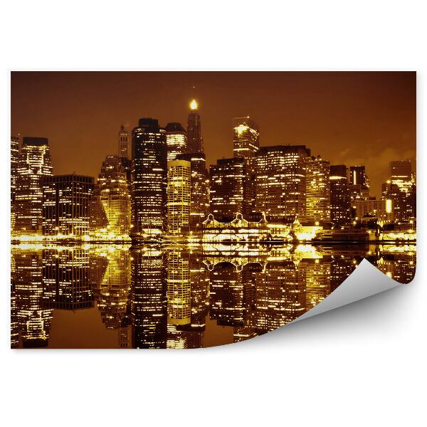 Fototapet vintage Zgârie-Nori Manhattan Hudson River New York Luminează Umbre