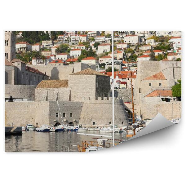 Fototapet pentru perete Fort Saint John Clădiri Bărci Cer Mare Copaci Dubrovnik