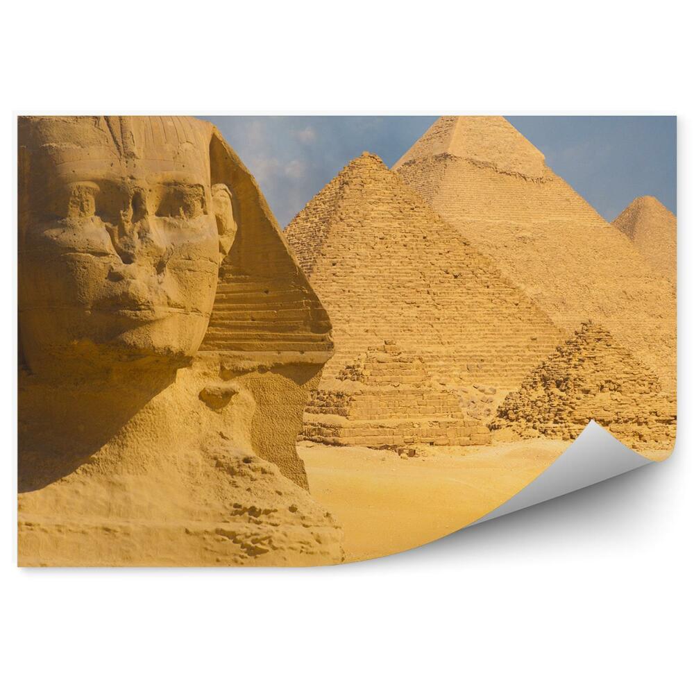 Decor fototapet Chipul Marelui Sfinx pe fundalul piramidelor din Giza