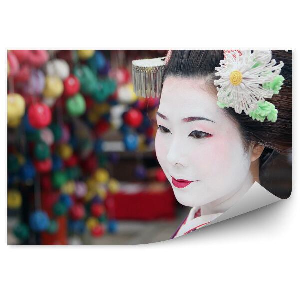 Fototapet Portret gheișă kimono violet al Japoniei