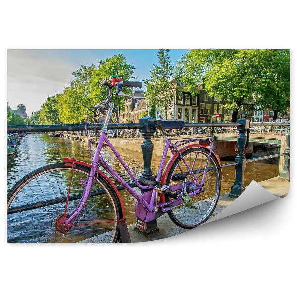 Fototapet pentru perete Podul vechi de biciclete roz peste râul Olanda