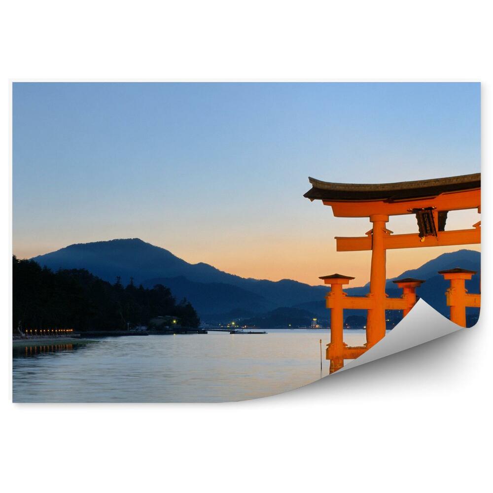 Fototapet vintage Poarta Miyajima Munții de apă Insula Japonia