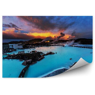 Fototapet Laguna albastra, apa, Islanda, turisti