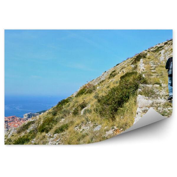 Decor fototapet Stânci Iarbă Om Fortăreață Dubrovnik Croația Mare