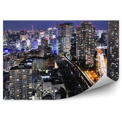 Fototapet pentru perete Zgârie-Nori Transport Rutier Lumini De Noapte Tokyo