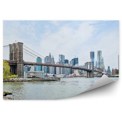 Decor fototapet Zgârie-Nori Din Manhattan New York Podul Brooklyn Râu Plajă Cer Nori
