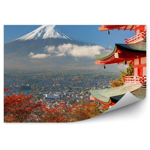 Fototapet perete Pagoda Mount Fuji Maple Tree Houses