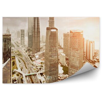 Fototapet vintage Clădiri moderne china shanghai lumina soarelui