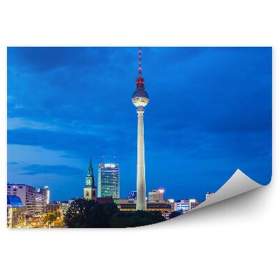 Fototapet Turnul Tv Vede Luminile De Noapte Din Berlin