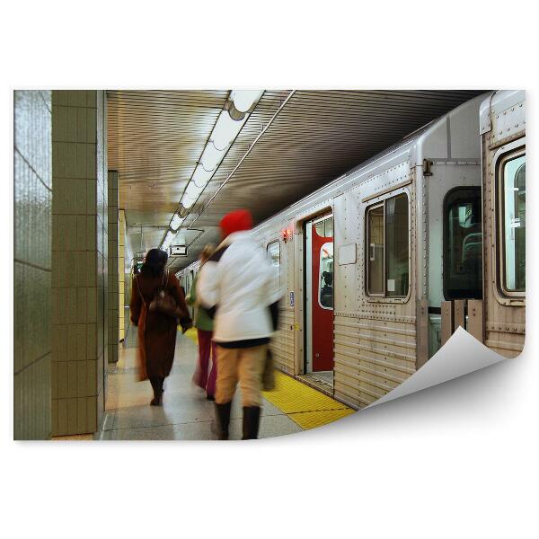 Fototapet vintage Stația de metrou traficul de tren oamenii călătoresc