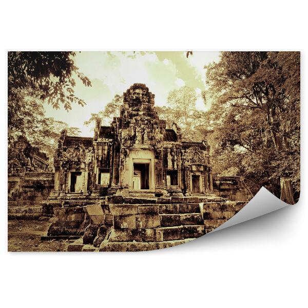 Fototapet pentru perete Ruine de temple sepia în Cambodgia