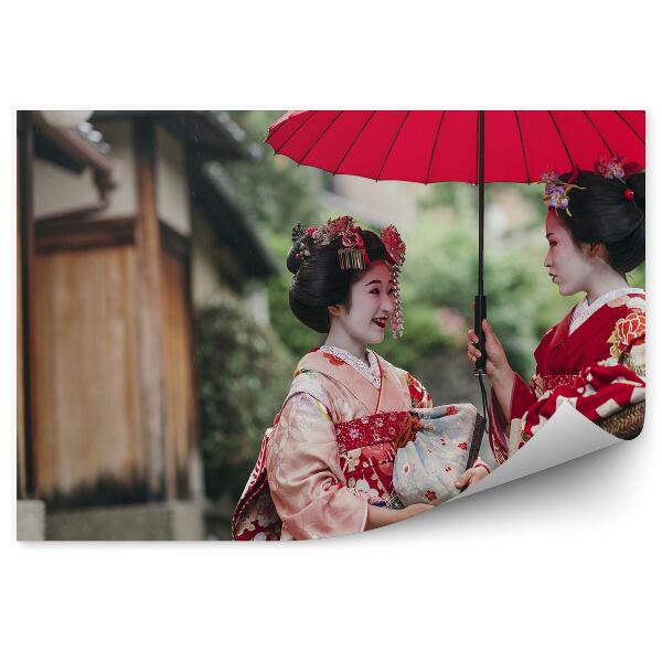 Fototapet Japonia oraș femei gheișe umbrelă de ploaie