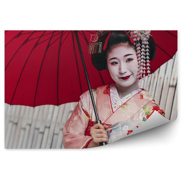 Fototapet perete Oraș Japonia femeie gheișă kimono umbrelă