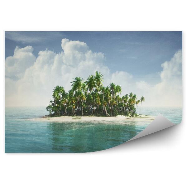 Fototapet pentru perete Insulă Tropicală Ocean Cer Nori Palmieri
