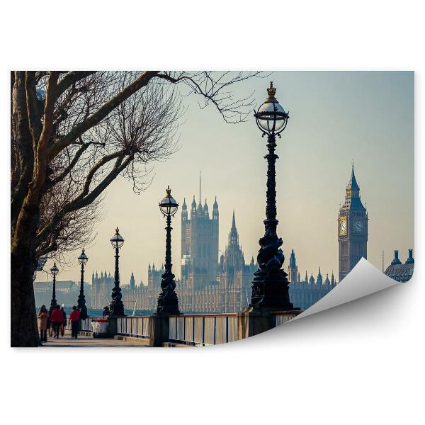 Fototapet vintage Promenadă în Londra cu vedere la Big Ben și la Parlament